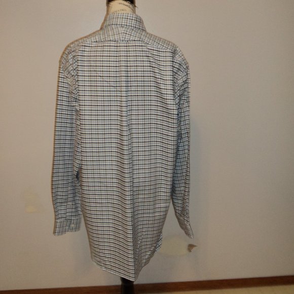 Lands End Mens 17 1/2 - 36  Shirt Plaid Tall Tailored Long Sleeve Supima Cotton - Picture 5 of 9